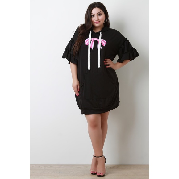 2x New Plus Size Ribbon Hoodie top Dress - Picture 4 of 7